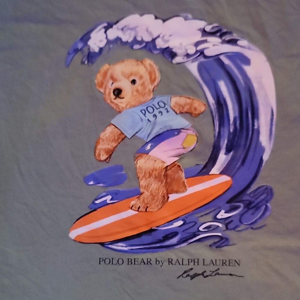 Ralph Lauren Polo Bear Surfing Tee - Blue and Purple